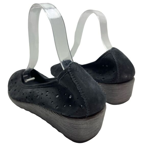 THE FLEXX Black Genuine Leather Suede Loafers Slip On Low Wedge Shoes Casual 9.5 - Picture 10 of 15